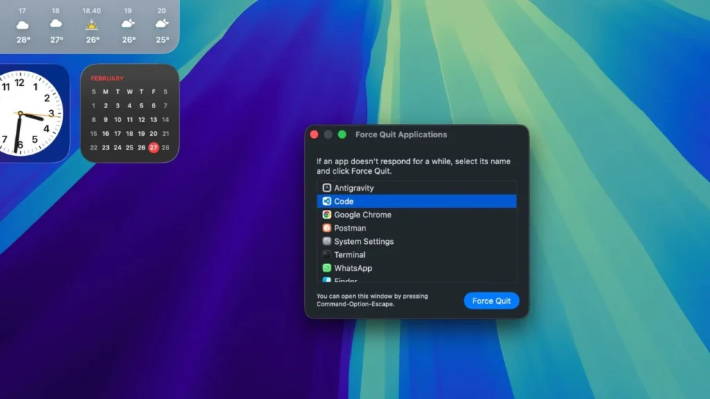 Cmd + Option + Esc Result Mac